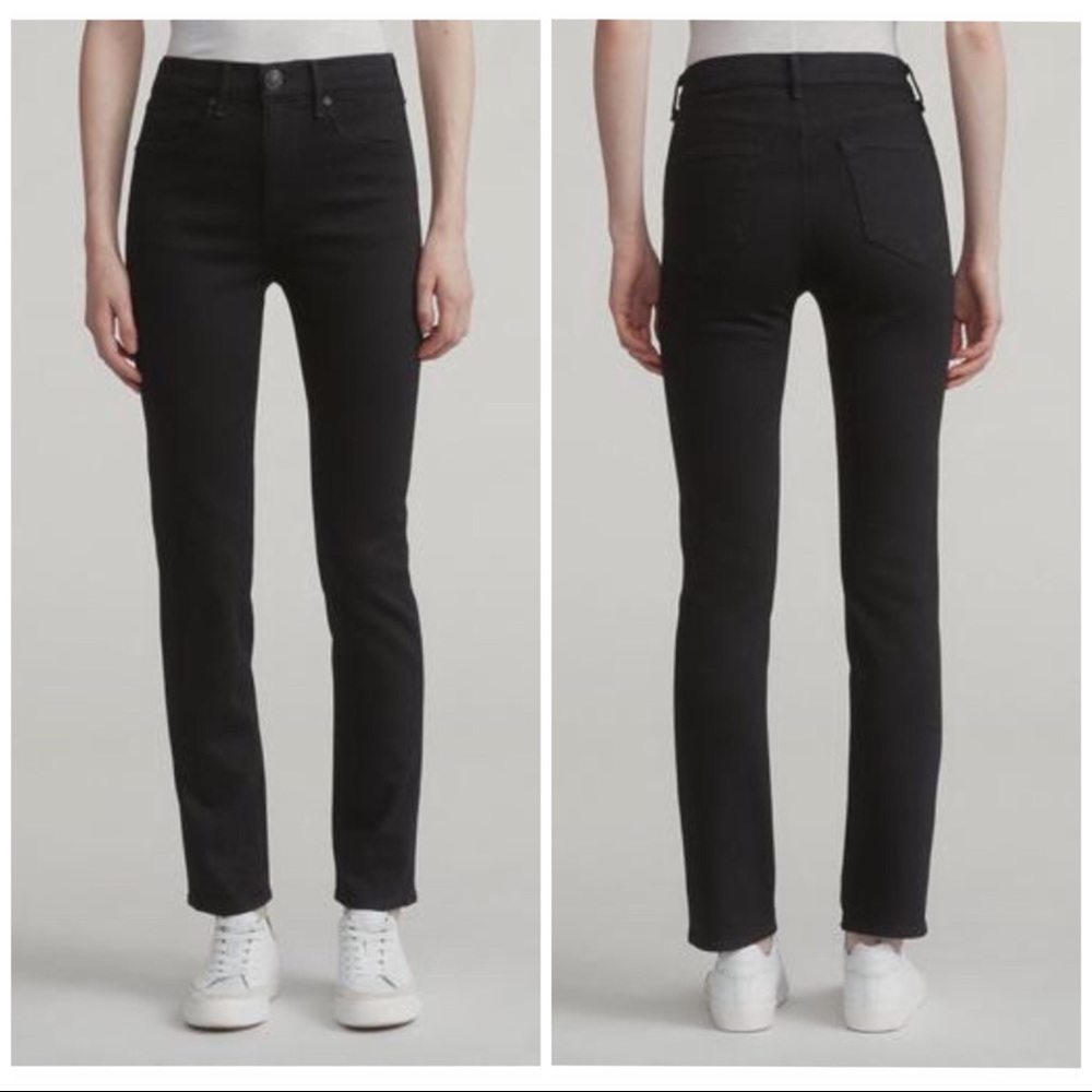 RAG & BONE HIGH RISE CIGARETTE SLIM BLACK JEANS 30
